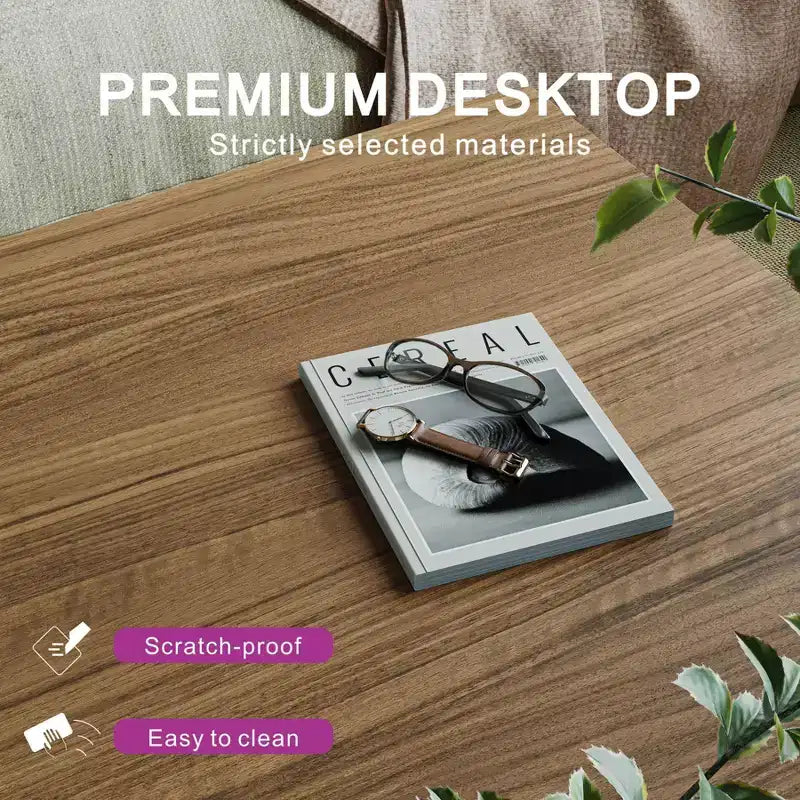 Tree city - Table basse moderne 47" en bois de santal doré avec porte à lattes et étagère ouverte