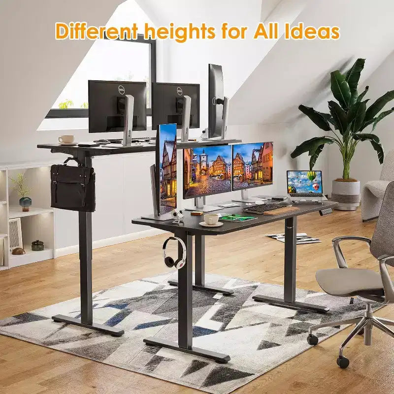 Bureau debout électrique 55 x 24 avec plateau en noyer, réglable en hauteur, pour ordinateur, pour la maison ou le bureau, avec plateau à assembler