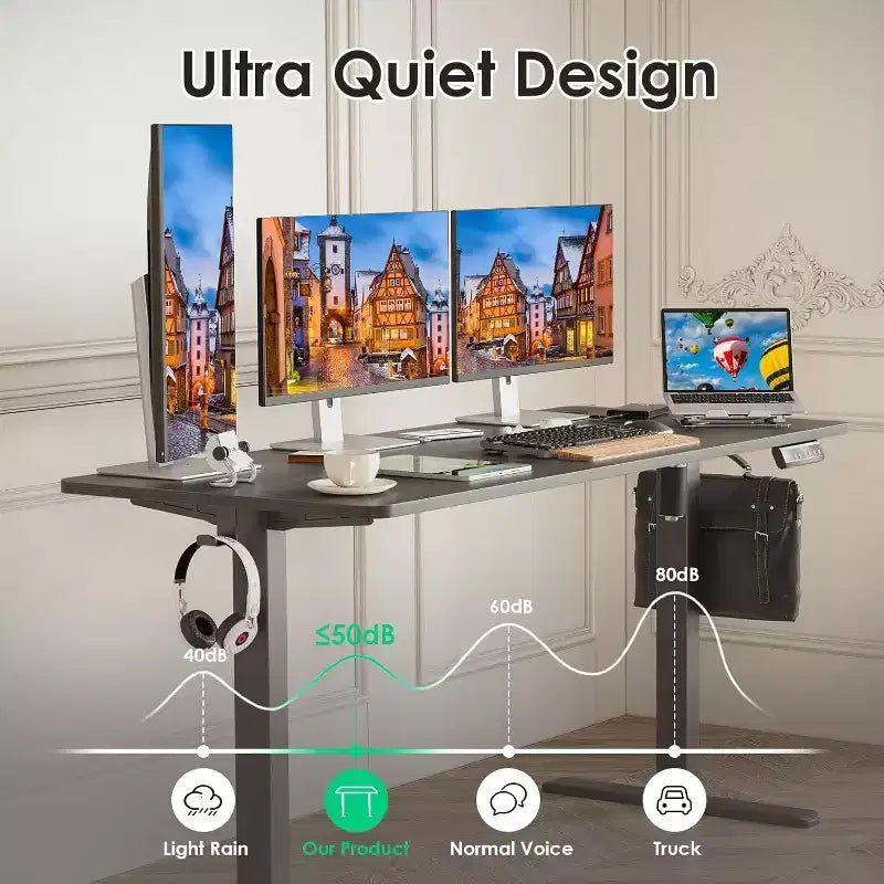 Bureau debout électrique 55 x 24 avec plateau en noyer, réglable en hauteur, pour ordinateur, pour la maison ou le bureau, avec plateau à assembler