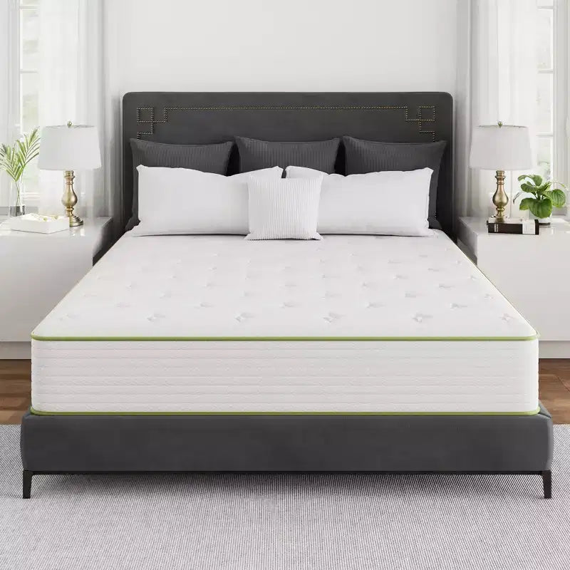 Swedrea Hybrid Mattress Breathable Medium Cooling Memory Foam Bed-in-a-Box White