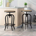 GDFStudio Cedarville Industrial Fir Wood Adjustable Backless Swivel Barstools (Set of 2)