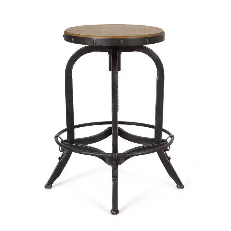 Tabourets de bar pivotants réglables en bois de sapin industriel sans dossier (Lot de 2)