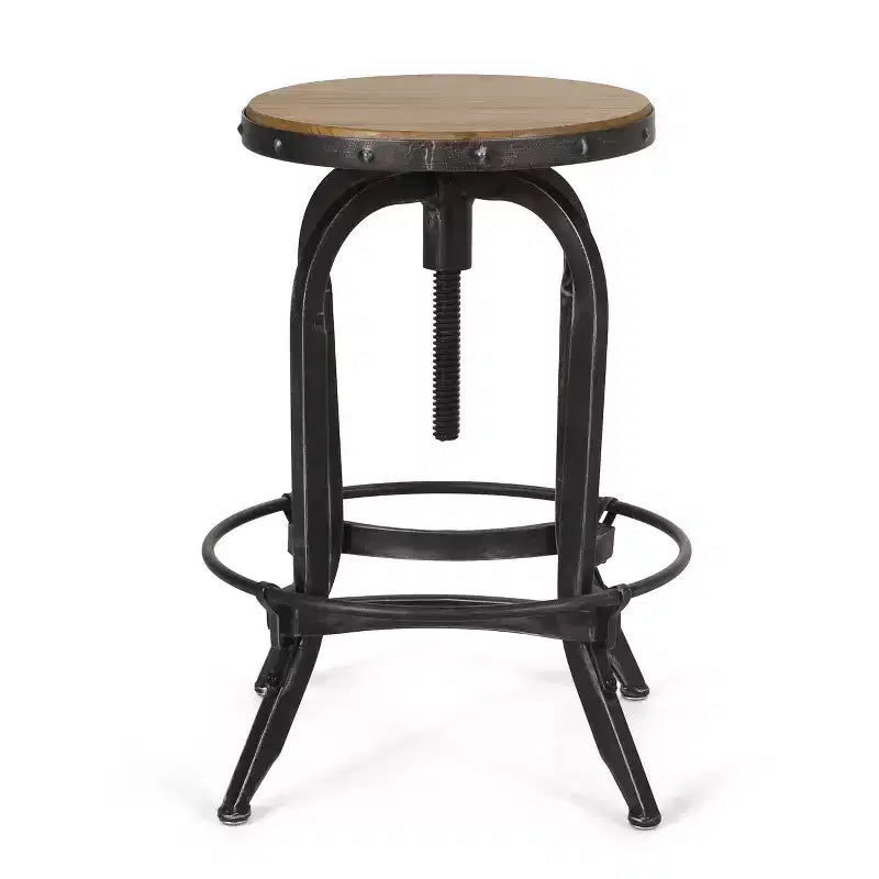 Tabourets de bar pivotants réglables en bois de sapin industriel sans dossier (Lot de 2)