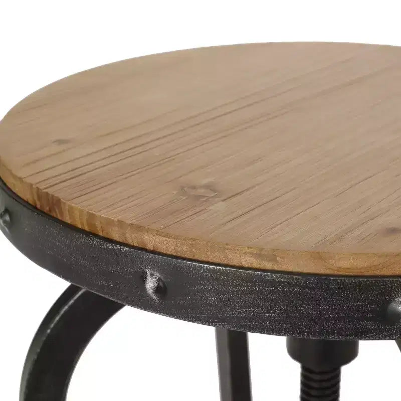 Tabourets de bar pivotants réglables en bois de sapin industriel sans dossier (Lot de 2)