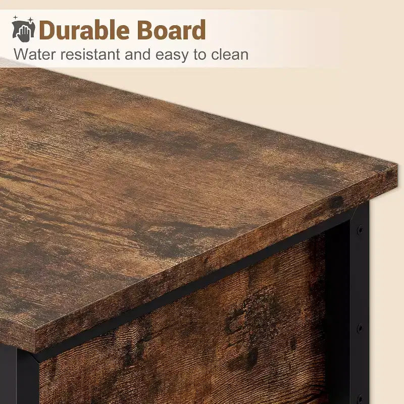 Table d'appoint industrielle avec rangement, table de chevet à 2 niveaux avec tiroir, table de chevet caractéristique pour chambre, salon et petit espace