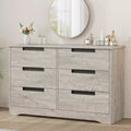 TROPOW 6 Drawer Dresser for Bedroom, Modern Double Dresser Organizer with Embedded Handles Design, Wooden Chest of Drawers for Living Room