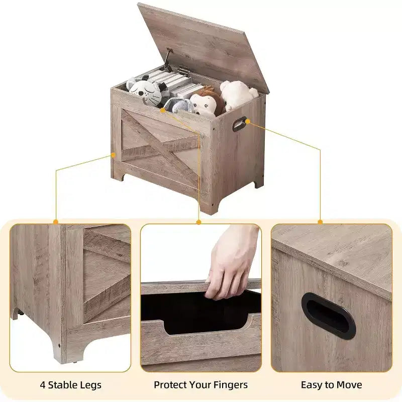Banc de rangement avec couvercle relevable - Siège d'entrée et organisateur en bois rustique