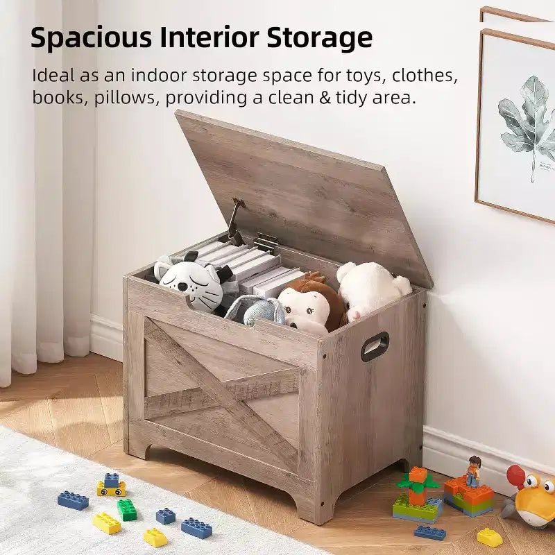 Banc de rangement avec couvercle relevable - Siège d'entrée et organisateur en bois rustique