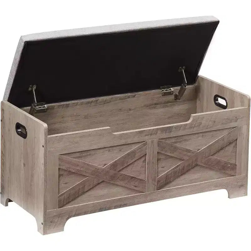 Banc de rangement avec couvercle relevable - Siège d'entrée et organisateur en bois rustique