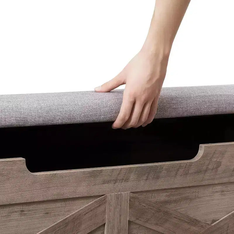 Banc de rangement avec couvercle relevable - Siège d'entrée et organisateur en bois rustique