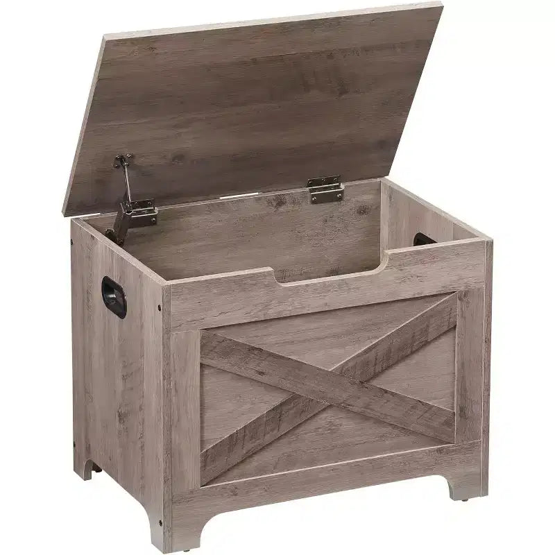 Banc de rangement avec couvercle relevable - Siège d'entrée et organisateur en bois rustique