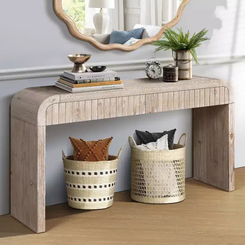 Buffet de ferme noir antique avec rangement incurvé