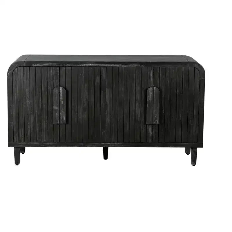 Buffet de ferme noir antique avec rangement incurvé