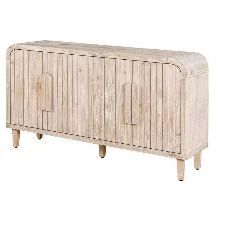 Buffet de ferme noir antique avec rangement incurvé