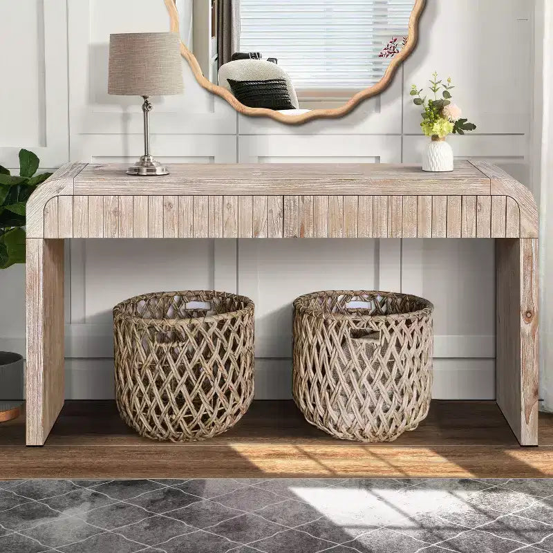 Buffet de ferme noir antique avec rangement incurvé