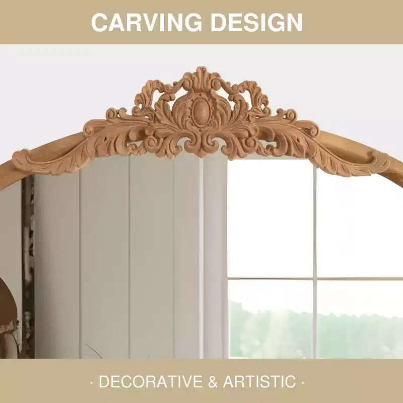 Miroir mural marron avec cadre en bois massif classique sculpté de 94 cm (37 po) de large x 180 cm (71 po) de haut avec fond en rotin