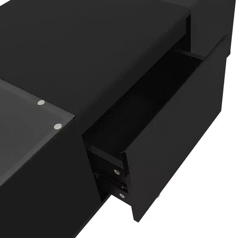 Table basse LED moderne, éclairage 16 couleurs et espace de rangement, finition laquée brillante, table d'appoint rectangale pour salon
