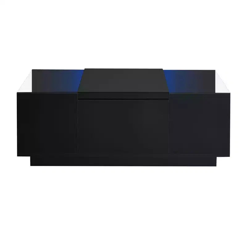 Table basse LED moderne, éclairage 16 couleurs et espace de rangement, finition laquée brillante, table d'appoint rectangale pour salon
