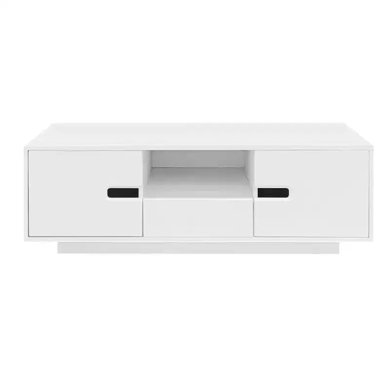 Table basse LED moderne, éclairage 16 couleurs et espace de rangement, finition laquée brillante, table d'appoint rectangale pour salon