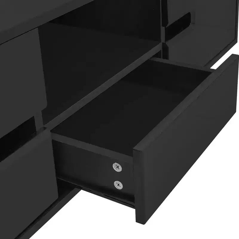 Table basse LED moderne, éclairage 16 couleurs et espace de rangement, finition laquée brillante, table d'appoint rectangale pour salon
