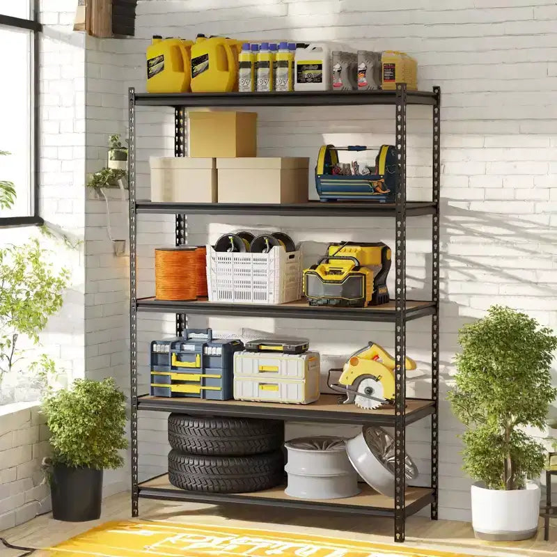 Storage Shelves, 5 Tier Heavy Duty Metal Utility Shelving Unit 48x18x73 Inch - Adjustable Rack for Garage Kitchen