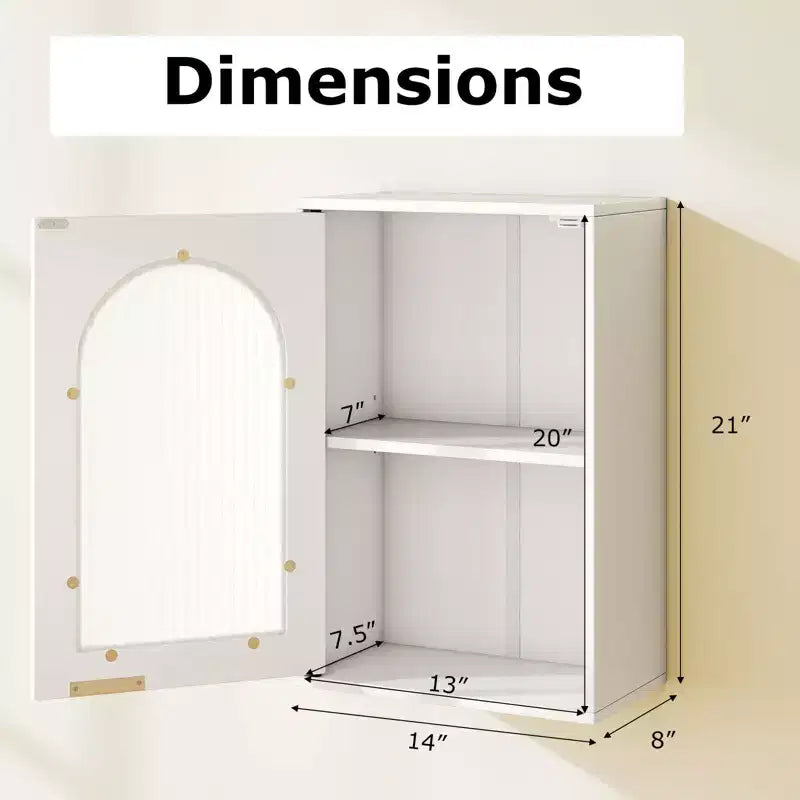 Armoire de toilette murale avec porte en verre trempé et étagère réglable Blanc/Noir/Marron/Gris/Naturel