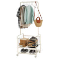Laundry Cart, Metal 3-In-1 Rolling Hamper with Hanging Rack & Shelves - Space Saving Organizer for Apartment Bathroom