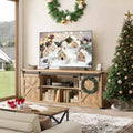 Farmhouse TV Stand for 75 TVs - 70 Media Console with Sliding Barn Doors, 6-Outlet Charging Station & Cable Management, Rustic Finish