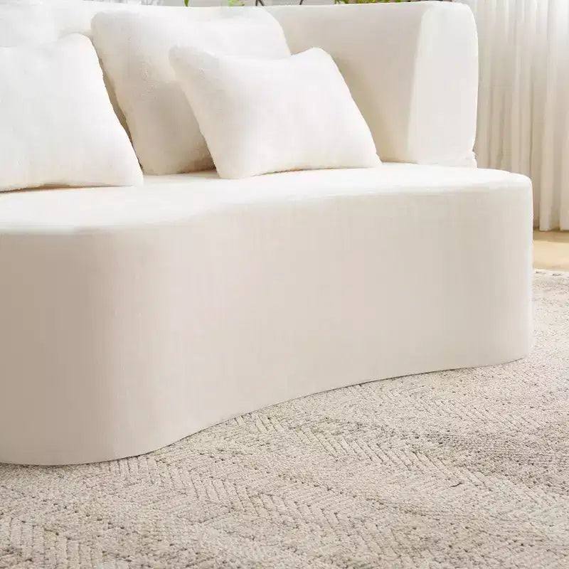 Canapé de sol moderne avec 4 oreillers, canapé futon en tissu peluche, matelas pliant en mousse haute densité pour salon