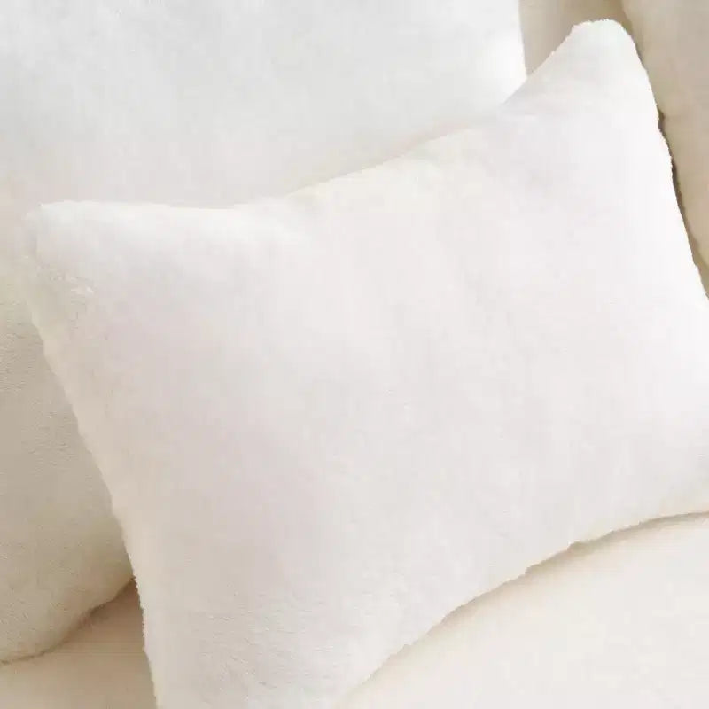 Canapé de sol moderne avec 4 oreillers, canapé futon en tissu peluche, matelas pliant en mousse haute densité pour salon