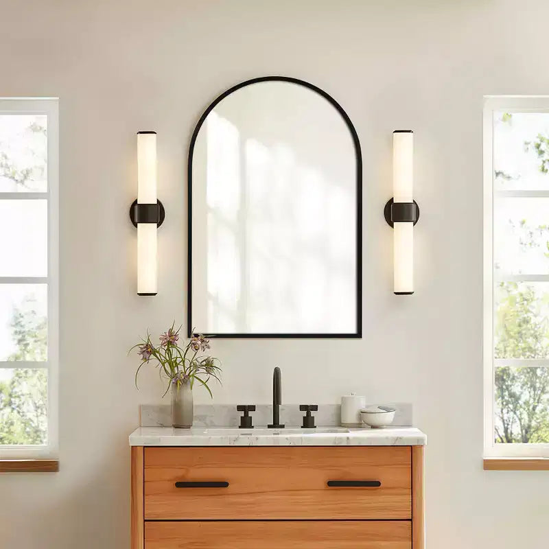 PexFix 36 x 24 Arched Recessed Bathroom Cabinet with Mirror Stainless Steel Frame and 2 Adjustable Shelves Wall Medicine Cabinets Mirrors Black