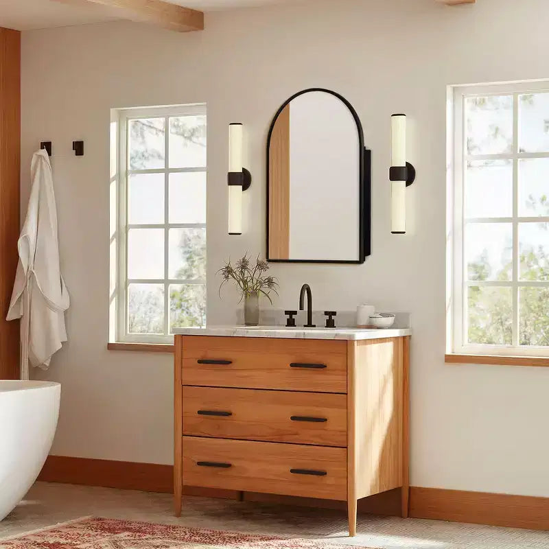 Armoire de toilette encastrée à miroir de 36 x 24 avec cadre en acier inoxydable et 2 étagères réglables, armoires à pharmacie murales noires