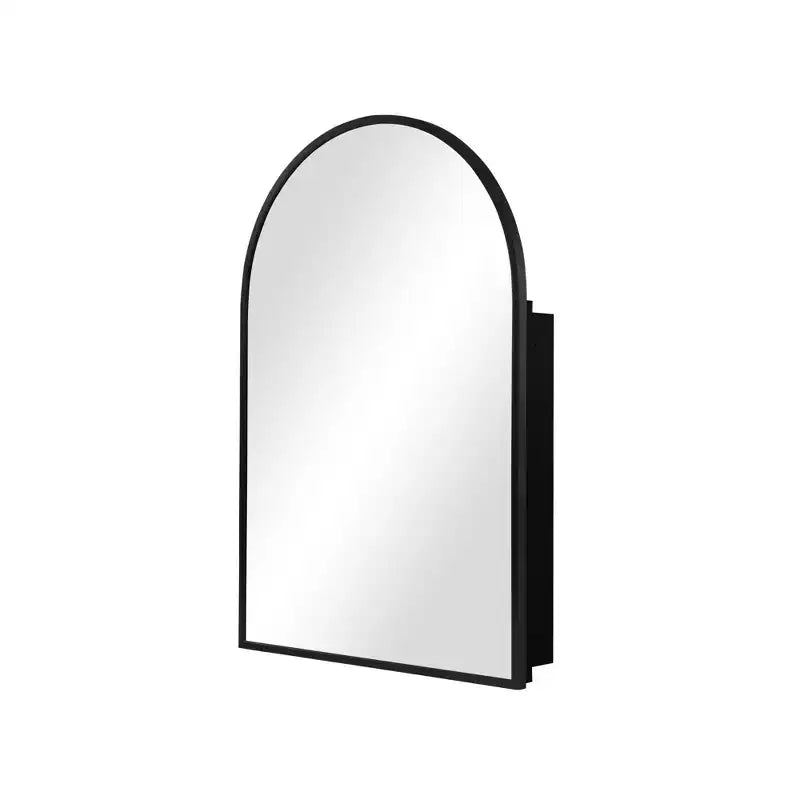 Armoire de toilette encastrée à miroir de 36 x 24 avec cadre en acier inoxydable et 2 étagères réglables, armoires à pharmacie murales noires