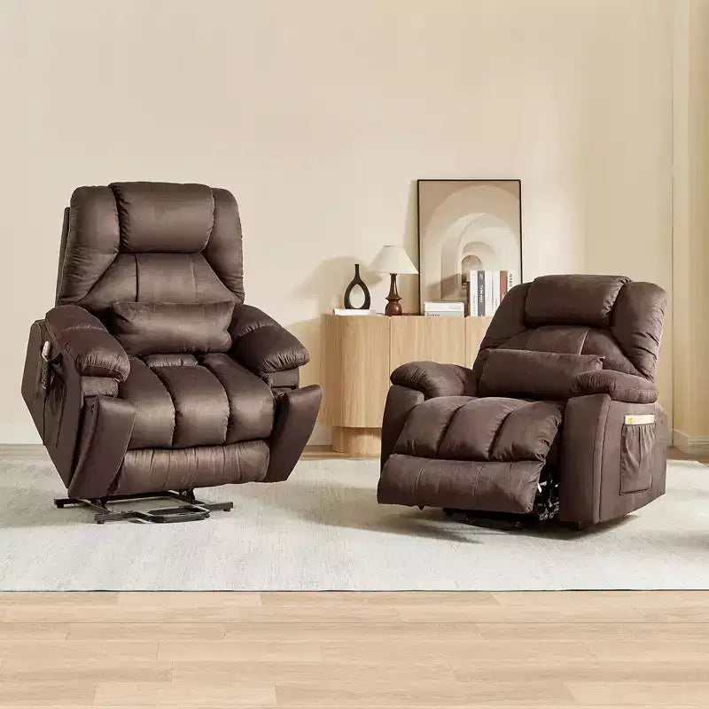 Fauteuil inclinable et releveur électrique surdimensionné en microsuède de 101,8 cm de large avec double moteur, massage et chauffage