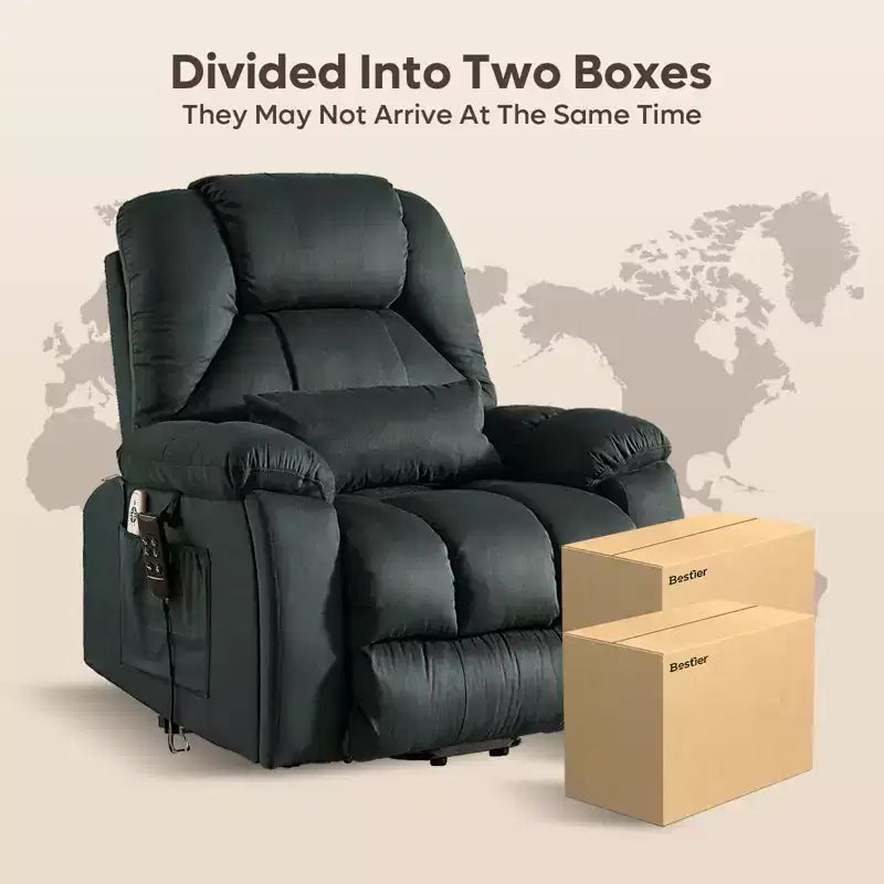 Fauteuil inclinable et releveur électrique surdimensionné en microsuède de 101,8 cm de large avec double moteur, massage et chauffage