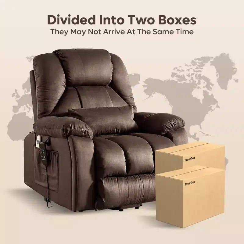 Fauteuil inclinable et releveur électrique surdimensionné en microsuède de 101,8 cm de large avec double moteur, massage et chauffage