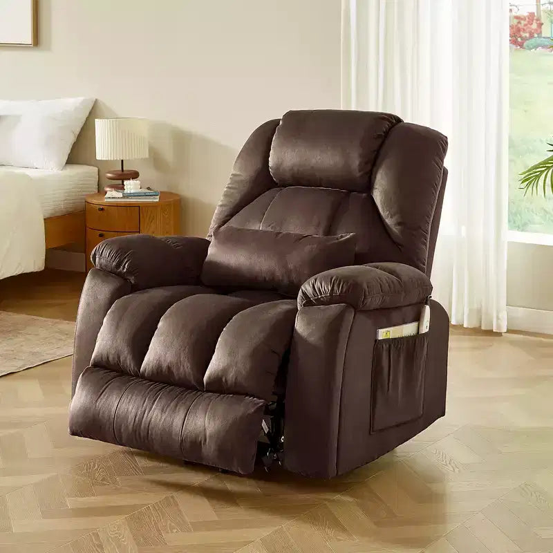 Fauteuil inclinable et releveur électrique surdimensionné en microsuède de 101,8 cm de large avec double moteur, massage et chauffage