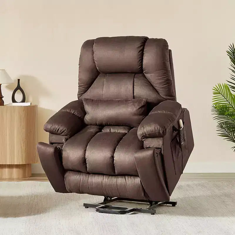Fauteuil inclinable et releveur électrique surdimensionné en microsuède de 101,8 cm de large avec double moteur, massage et chauffage