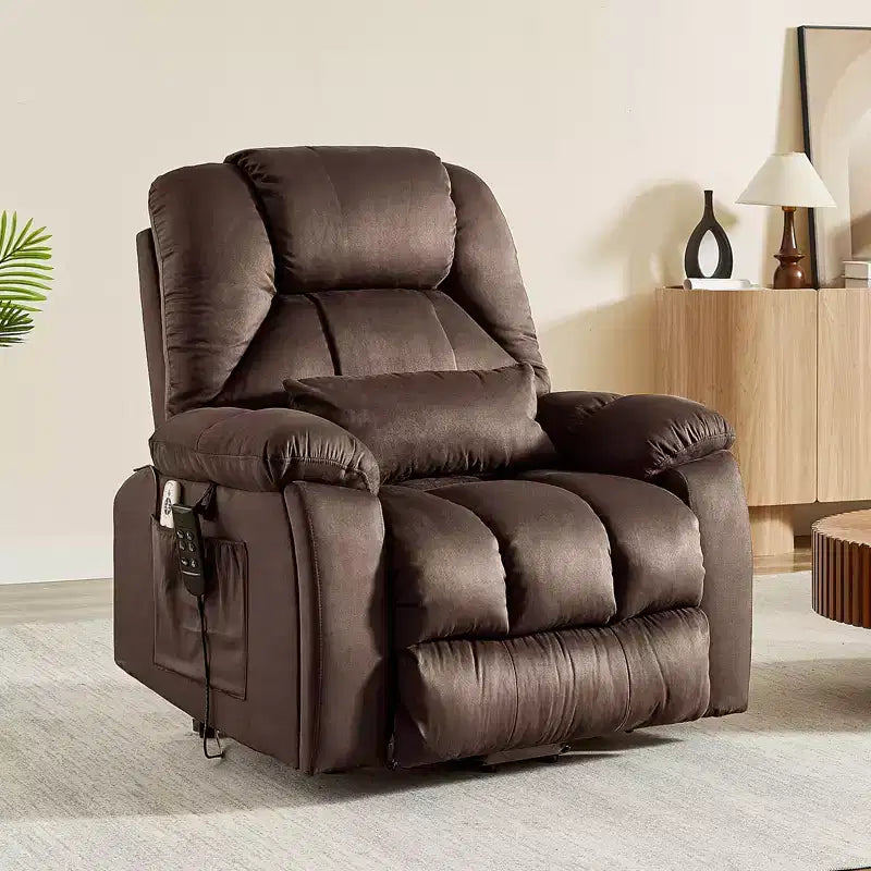 Bestier 40.1 W Microsuede Oversize Dual Motor Power Lift Recliner Chair With Massage and Heating
