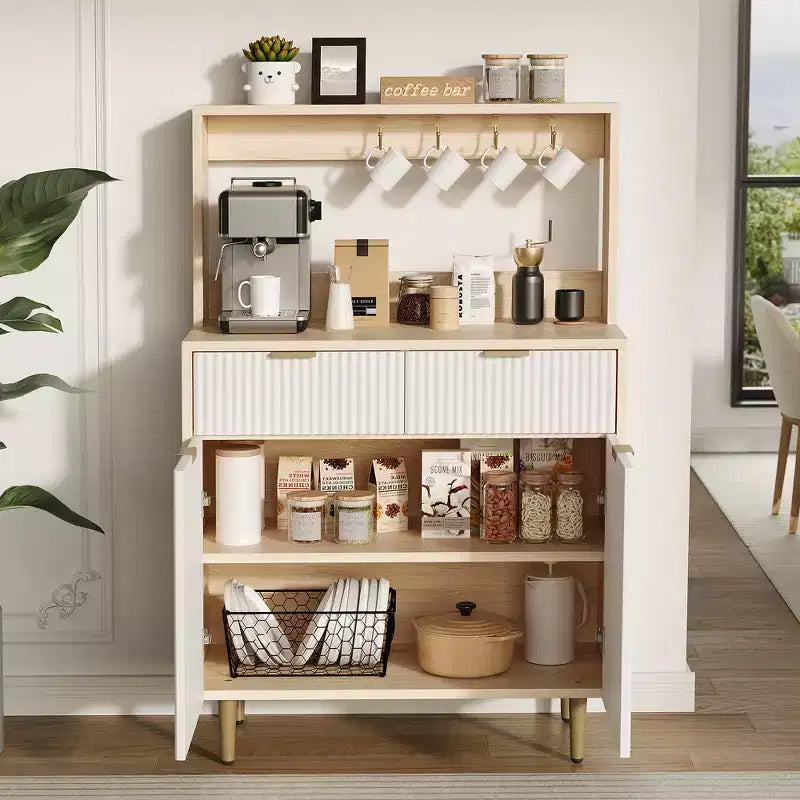 Bahut de salle à manger à 2 portes avec 2 tiroirs, meuble de rangement en bois pour salle à manger, cuisine et salon