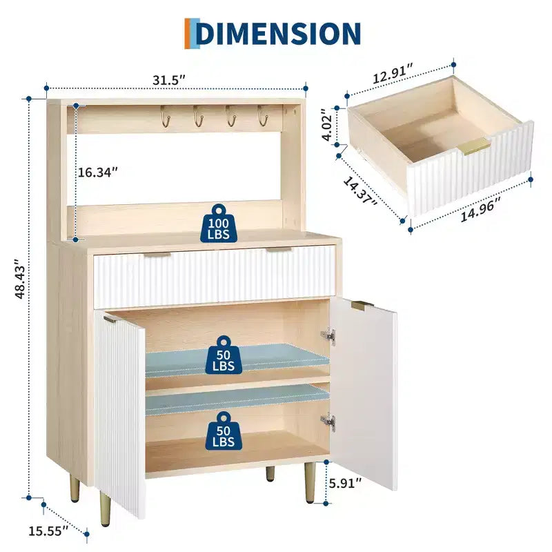 Bahut de salle à manger à 2 portes avec 2 tiroirs, meuble de rangement en bois pour salle à manger, cuisine et salon
