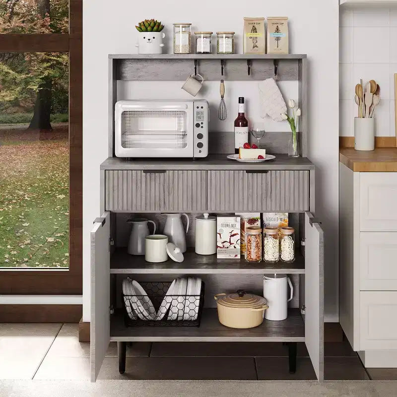 Bahut de salle à manger à 2 portes avec 2 tiroirs, meuble de rangement en bois pour salle à manger, cuisine et salon