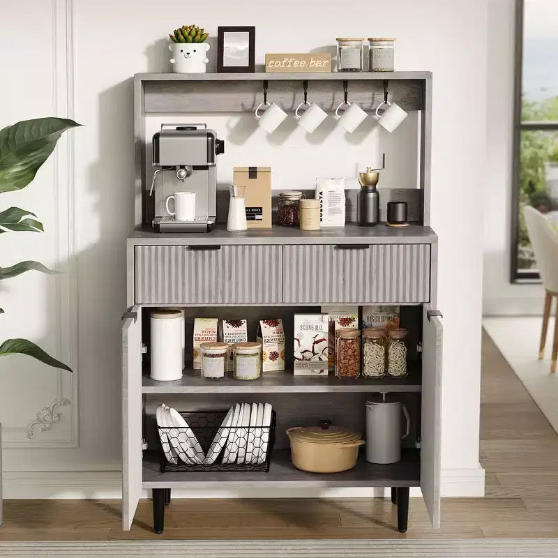 Bahut de salle à manger à 2 portes avec 2 tiroirs, meuble de rangement en bois pour salle à manger, cuisine et salon