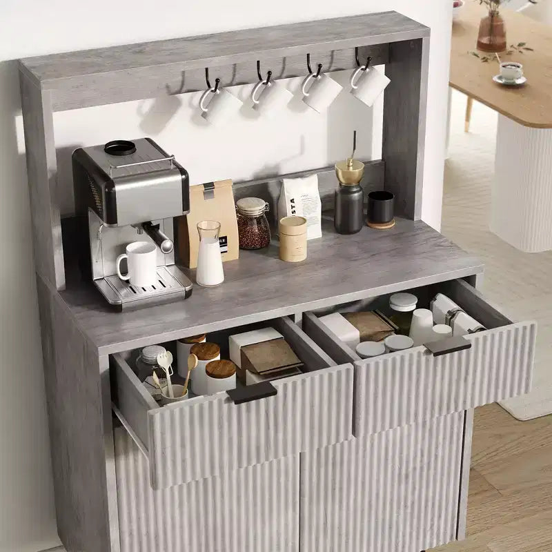 Bahut de salle à manger à 2 portes avec 2 tiroirs, meuble de rangement en bois pour salle à manger, cuisine et salon
