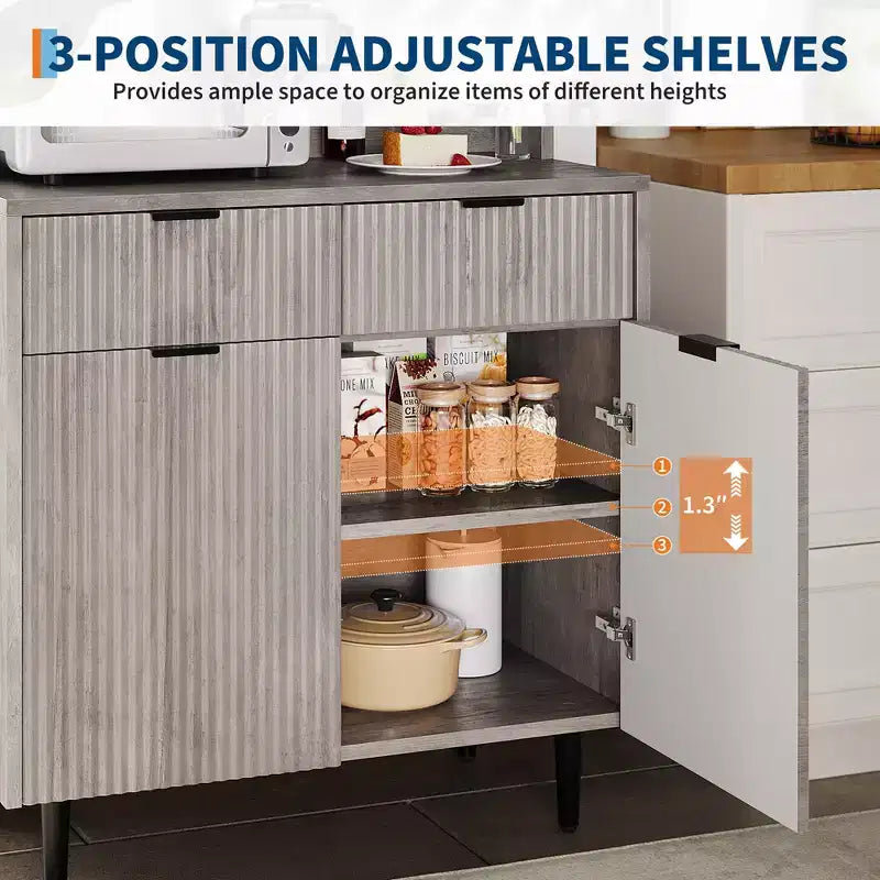 Bahut de salle à manger à 2 portes avec 2 tiroirs, meuble de rangement en bois pour salle à manger, cuisine et salon