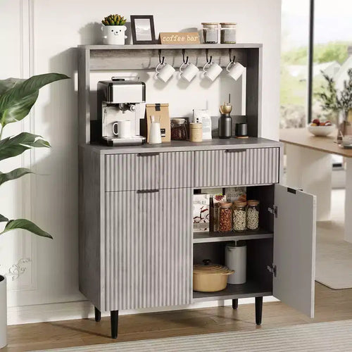 2-Door Sideboard Buffet Cabinet with 2 Drawers, Wood Storage Cabinet for Dining Room, Kitchen, and Living Room