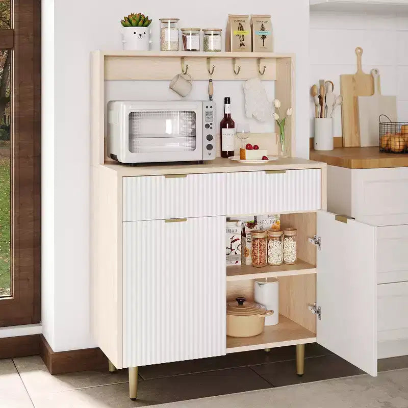 Bahut de salle à manger à 2 portes avec 2 tiroirs, meuble de rangement en bois pour salle à manger, cuisine et salon