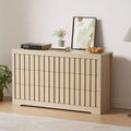 COZONY Fluted 6-Drawer Modern Dresser  Handleless Wooden TV Stand & Deep Storage Organizer for Bedroom, Living Room & Hallway, Natural Oak
