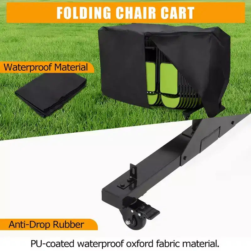 Chariot de rangement pour chaises pliantes avec roues et support, capacité de 360 kg, housse étanche incluse