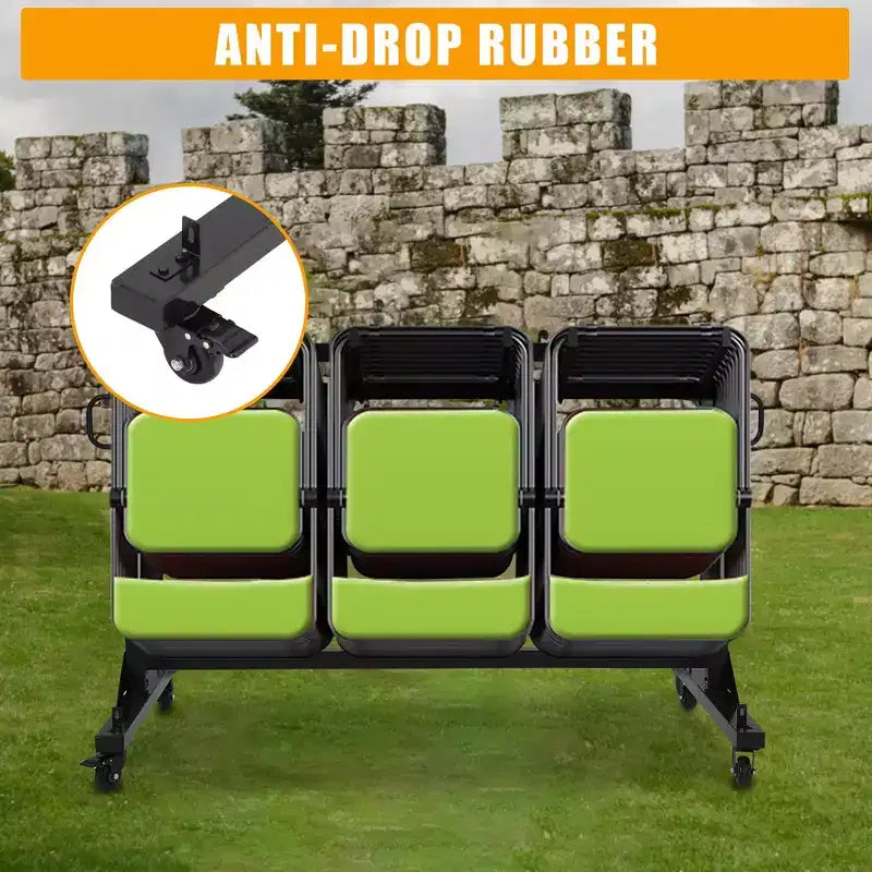 Chariot de rangement pour chaises pliantes avec roues et support, capacité de 360 kg, housse étanche incluse